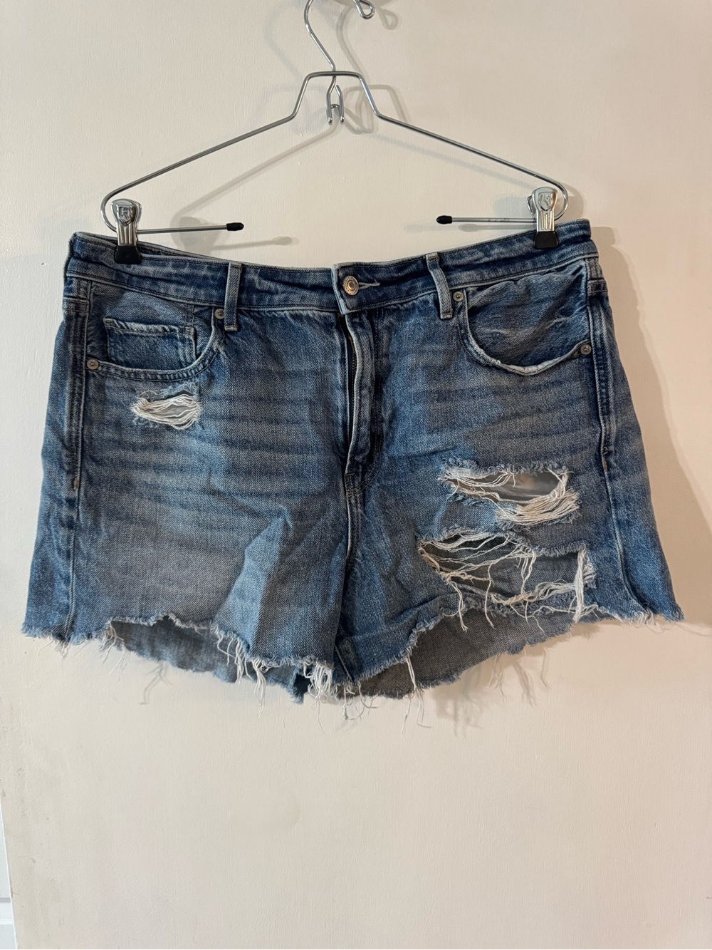 American Eagle Outfitters Distressed Blue Denim Cutoff Shorts